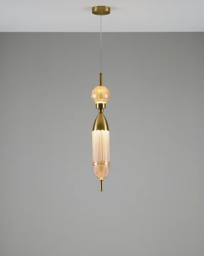 Светильник подвесной LED Candle V10915-PL Moderli янтарный 1 лампа, основание бронзовое в стиле современный выдувное фото 3