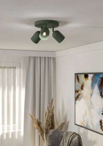 Спот с 3 лампами Tilston 44134 Eglo зелёный E14 в стиле лофт современный фото 2