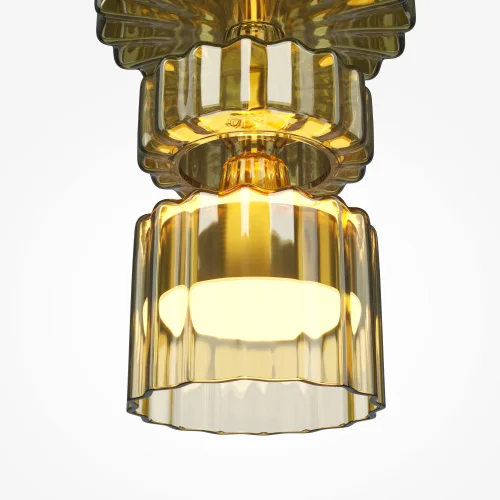 Светильник подвесной LED Level MOD253PL-L18BS3K3 Maytoni янтарный на 1 лампу, основание латунь в стиле современный арт-деко выдувное фото 2