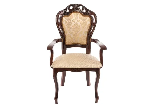 Деревянный стул Bronte вишня с патиной /  бежевый 438335 Woodville, бежевый/ткань, ножки/массив бука/вишня, размеры - ****590*550 фото 3