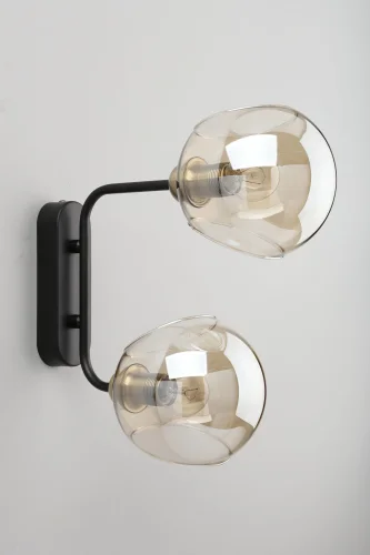 Бра лофт Fasano OML-94201-02 Omnilux прозрачный янтарный на 2 лампы, основание чёрное в стиле лофт 