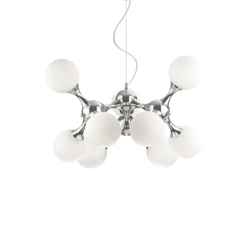 Светильник подвесной NODI SP9 BIANCO Ideal Lux белый 9 ламп, основание хром в стиле современный молекула шар