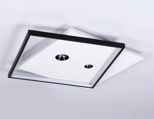 Светильник потолочный LED с пультом FL5065 Ambrella light белый чёрный 1 лампа, основание белое в стиле современный хай-тек квадраты фото 2