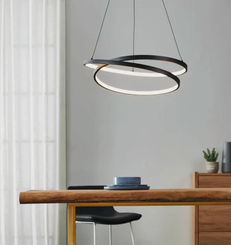 Светильник подвесной LED Ruotale 900472 Eglo чёрный на 1 лампу, основание чёрное в стиле современный хай-тек кольца фото 2