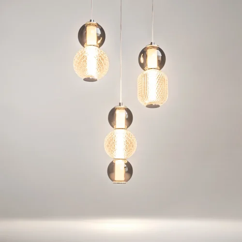 Светильник подвесной LED Drop MOD273PL-L33CH3K Maytoni серый янтарный на 3 лампы, основание хром в стиле современный каскад фото 8