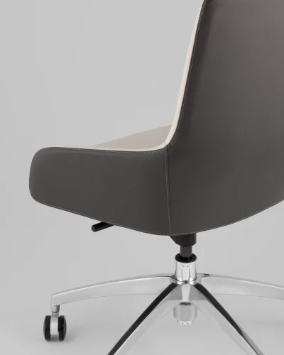 Кресло офисное TopChairs Soulo, бежевый, серый УТ000039420 Stool Group, бежевый/экокожа, ножки/металл/хром, размеры - *1005**** фото 6