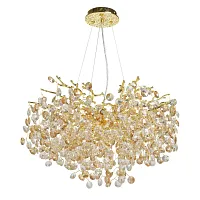 Люстра подвесная Лайма 467011408 DeMarkt прозрачная на 8 ламп, основание золотое в стиле флористика современный ветви