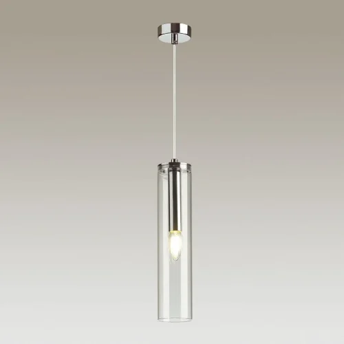 Светильник подвесной Klum 4695/1 Odeon Light прозрачный 1 лампа, основание хром в стиле современный хай-тек трубочки фото 2