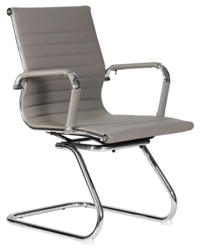 Офисное кресло для посетителей 102N-LMR CODY, цвет сиденья серый Dobrin, серый/экокожа, ножки/металл/хром, размеры - ****535*600 фото 2