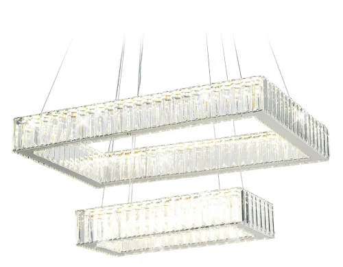 Люстра подвесная LED TR5005 Ambrella light прозрачная на 1 лампа, основание хром в стиле классический современный квадраты