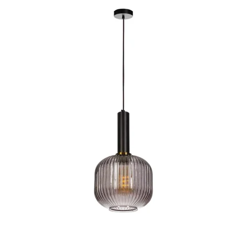 Светильник подвесной Iris 2070-B+BL LOFT IT серый чёрный на 1 лампу, основание чёрное в стиле лофт выдувное