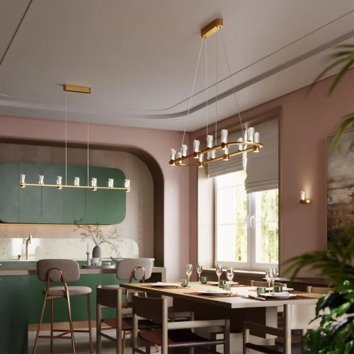 Светильник подвесной LED Defance 7144/45L Odeon Light прозрачный на 7 ламп, основание бронзовое в стиле классический современный линейный фото 3