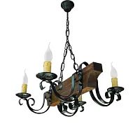 Люстра подвесная Фрегат-4 Тарсьма без плафона на 4 лампы, основание коричневое в стиле кантри 