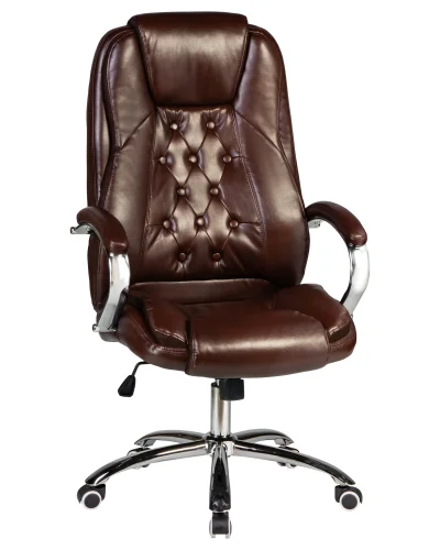 Офисное кресло для руководителей 116B-LMR MILLARD, цвет коричневый Dobrin, коричневый/экокожа, ножки/металл/хром, размеры - 1160*1230***670*750