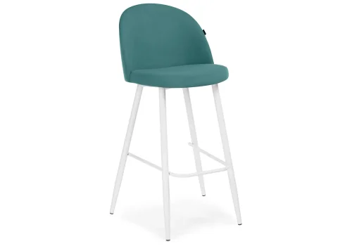 Барный стул Сондре бирюзовый / белый 464891 Woodville, зелёный/велюр, ножки/металл/белый, размеры - ****500*600