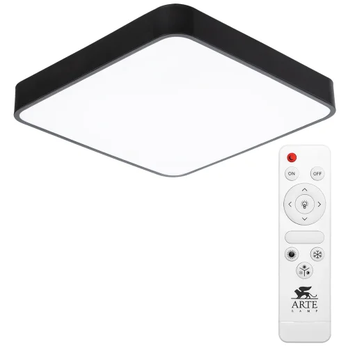 Светильник потолочный LED A2663PL-1BK Arte Lamp белый 1 лампа, основание чёрное в стиле модерн с пультом квадраты