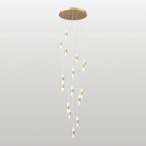 Светильник подвесной LED Hopkins LSP-7404 Lussole белый на 1 , основание матовое золото в стиле хай-тек современный каскад фото 2