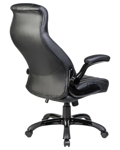 Офисное кресло для руководителей 112B-LMR WARREN, цвет чёрный Dobrin, чёрный/экокожа, ножки/металл/чёрный, размеры - 1140*1210***720*810 фото 4