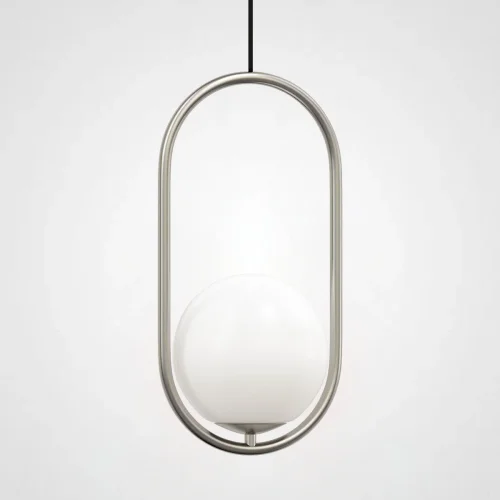 Светильник подвесной Matthew McCormick hoop 40 Silver MILA Pendant 179965-22 ImperiumLoft белый 1 лампа, основание серебряное в стиле современный 