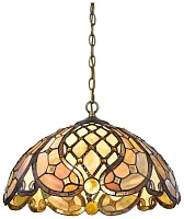 Люстра подвесная Тиффани 865-806-02 Velante разноцветная на 2 лампы, основание коричневое бронзовое в стиле тиффани орнамент