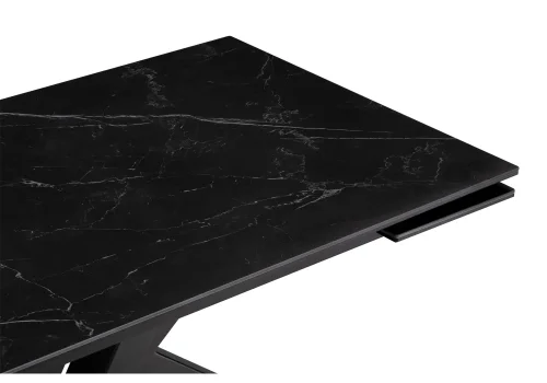 Керамический стол Бронхольм 140(200)х80х77 черный мрамор / черный 532397 Woodville столешница мрамор черный из керамика фото 4