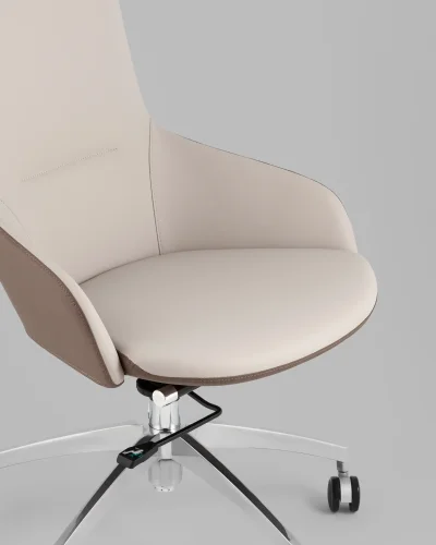 Кресло руководителя TopChairs Soulo, бежевый, коричневый УТ000039417 Stool Group, бежевый/экокожа, ножки/металл/хром, размеры - *1220**** фото 7