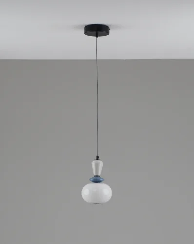 Светильник подвесной LED Glaze V11697-PL Moderli белый на 1 лампу, основание чёрное в стиле современный 