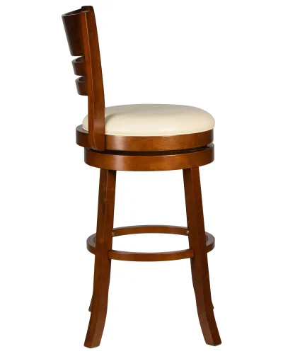 Вращающийся полубарный стул 4393-LMU WILLIAM COUNTER, цвет сиденья кремовый, цвет дерева шоколад Dobrin, кремовый/экокожа, ножки/дерево/шоколад, размеры - ****430*480 фото 3