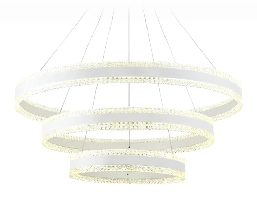 Люстра подвесная LED с пультом FA6181 Ambrella light белая прозрачная на 1 лампа, основание белое в стиле современный хай-тек с пультом кольца фото 2