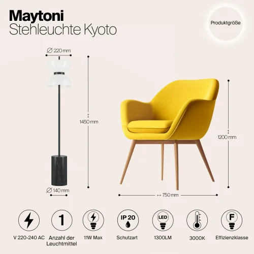 Торшер LED Kyoto MOD178FL-L11B3K Maytoni белый на 1 лампу, основание чёрное в стиле современный фото 12