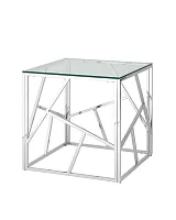 Журнальный столик 55*55 АРТ ДЕКО, прозрачное стекло, сталь серебро УТ000001507 Stool Group столешница прозрачная из стекло