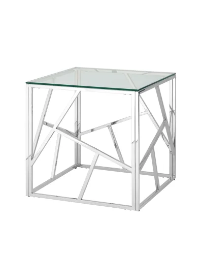 Журнальный столик 55*55 АРТ ДЕКО, прозрачное стекло, сталь серебро УТ000001507 Stool Group столешница прозрачная из стекло