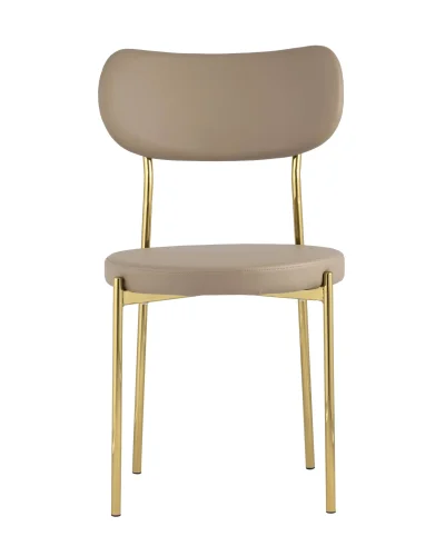 Стул обеденный Барбара, экокожа бежевая, золотые ножки УТ000028059 Stool Group, бежевый/экокожа, ножки/металл/золотой, размеры - ****485*535 фото 7