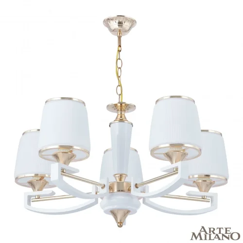 Люстра подвесная Florentia-2457 302457/5 Wh/Gd Arte Milano белая на 5 ламп, основание золотое в стиле современный арт-деко 