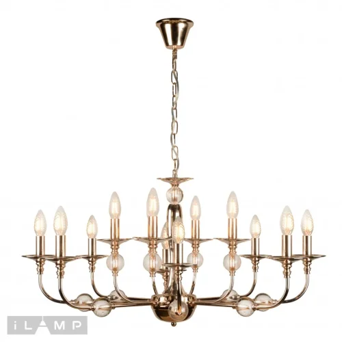 Люстра подвесная Aura 1030-8+4GD iLamp без плафона на 12 ламп, основание золотое в стиле американский современный 