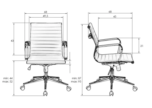 Офисное кресло набор 2 шт. SET-2 118B-LMR CLAYTON, цвет чёрный Dobrin, /экокожа, ножки/металл/хром, размеры - 870*950***680*680 фото 11