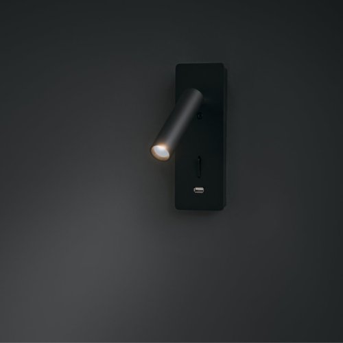 Бра с выключателем и usb  LED Mirax C041WL-L3B3K Maytoni чёрный на 1 лампа, основание чёрное в стиле хай-тек  фото 5