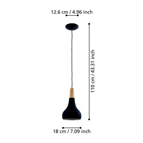 Светильник подвесной Sabinar 900161 Eglo чёрный 1 лампа, основание чёрное в стиле современный  фото 2