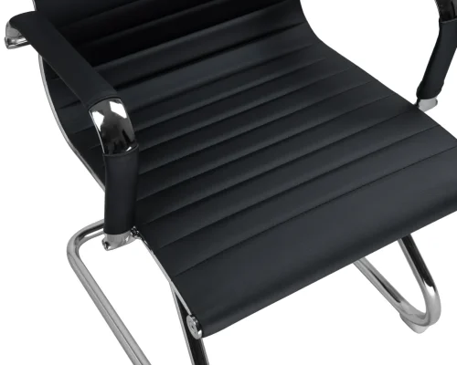 Офисное кресло для посетителей 102N-LMR CODY, цвет сиденья черный, цвет основания хромированная сталь Dobrin, чёрный/экокожа, ножки/металл/хром, размеры - ****535*600 фото 6