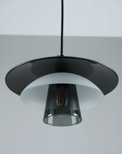 Светильник подвесной Sydney V11027-1P Moderli серый прозрачный на 1 лампу, основание чёрное в стиле современный скандинавский фото 4 Светильник подвесной Sydney V11027-1P Moderli серый прозрачный на 1 лампу, основание чёрное в стиле современный скандинавский фото 4