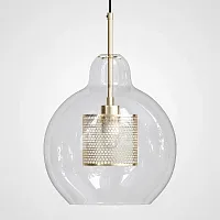 Светильник подвесной CATCH F pear brass D30 186712-26 ImperiumLoft прозрачный 1 лампа, основание бронзовое в стиле современный 