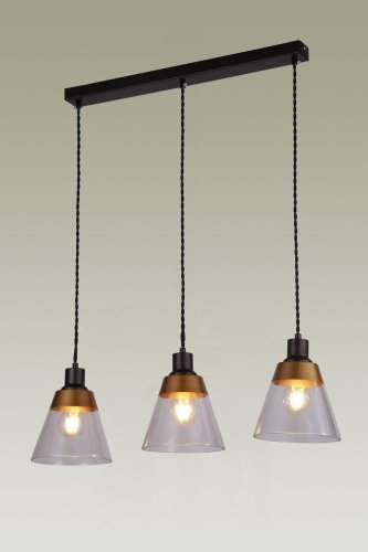 Светильник подвесной Brizzi V2781-3P Moderli прозрачный 3 лампы, основание чёрное в стиле современный  фото 2