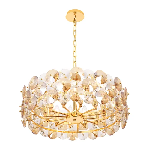 Люстра подвесная CRYSTAL SP12 GOLD Crystal Lux янтарная прозрачная на 12 ламп, основание золотое в стиле современный  фото 6