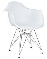 Стул обеденный 620BPP-LMZL DAW CHROME, цвет сиденья белый, цвет основания хромированная сталь Dobrin, белый/, ножки/металл/хром, размеры - ****620*645