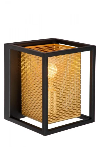 Бра лофт Sansa 21222/01/30 Lucide чёрный матовый золото на 1 лампа, основание чёрное в стиле лофт современный 
