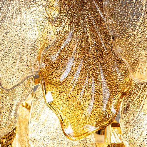 Люстра подвесная Felicita A4080LM-12GO Arte Lamp прозрачная янтарная на 12 ламп, основание золотое в стиле современный флористика  фото 4