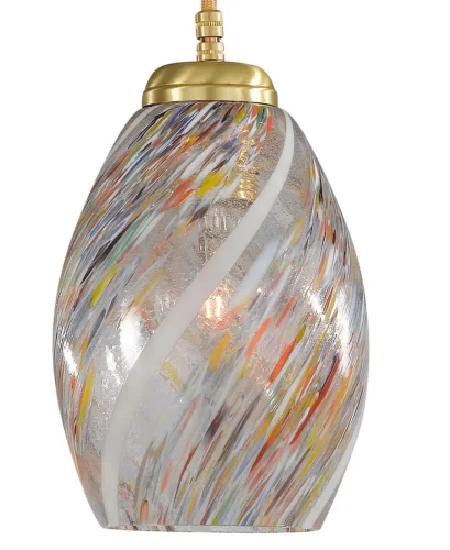 Светильник подвесной L 10034/1 Reccagni Angelo прозрачный разноцветный 1 лампа, основание матовое золото в стиле классический современный выдувное фото 3