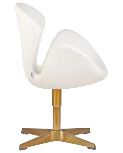 Кресло дизайнерское  69A-LMO SWAN, цвет сиденья белый (P23), цвет основания золото Dobrin, белый/кожзаменитель, ножки/металл/золотой, размеры - ****710*600 фото 2