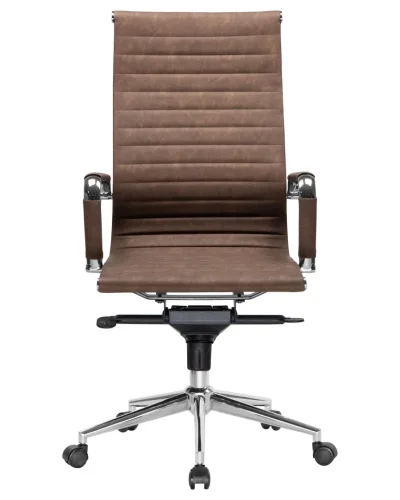 Офисное кресло для руководителей 101F-LMR CLARK, цвет коричневый лофт №320 Dobrin, коричневый/экокожа, ножки/металл/хром, размеры - 1090*1150***680*680 фото 6