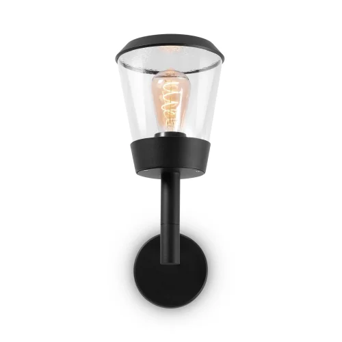 Настенный светильник Faro O039WL-01B Maytoni уличный IP54 чёрный 1 лампа, плафон прозрачный в стиле минимализм современный E27 фото 2